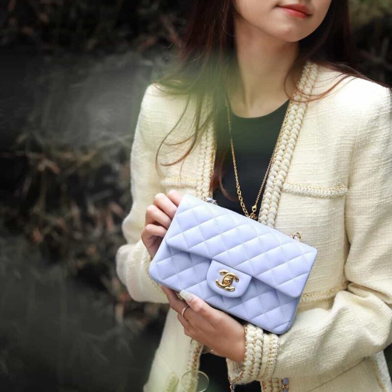 Chanel 2021春夏新色CF20大mini单肩斜挎包 A01116冰紫蓝 - Image 6