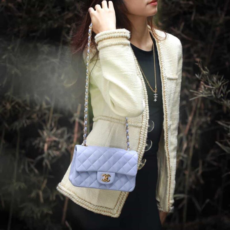 Chanel 2021春夏新色CF20大mini单肩斜挎包 A01116冰紫蓝 - Image 7