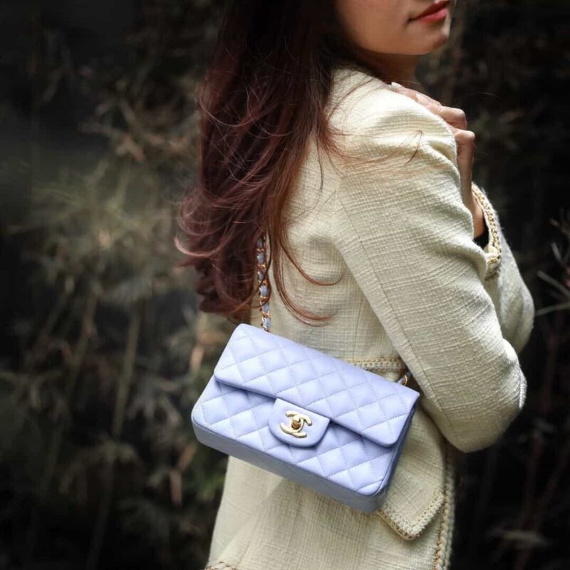 Chanel 2021春夏新色CF20大mini单肩斜挎包 A01116冰紫蓝 - Image 8