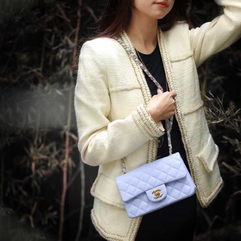Chanel 2021春夏新色CF20大mini单肩斜挎包 A01116冰紫蓝 - Image 9