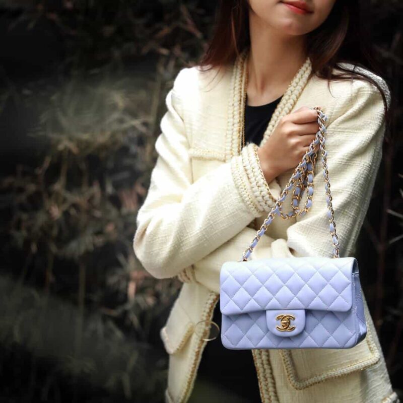Chanel 2021春夏新色CF20大mini单肩斜挎包 A01116冰紫蓝 - Image 10