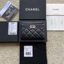 CHANEL进口意大利小羊皮卡夹 A84431黑小羊皮银色钢唛