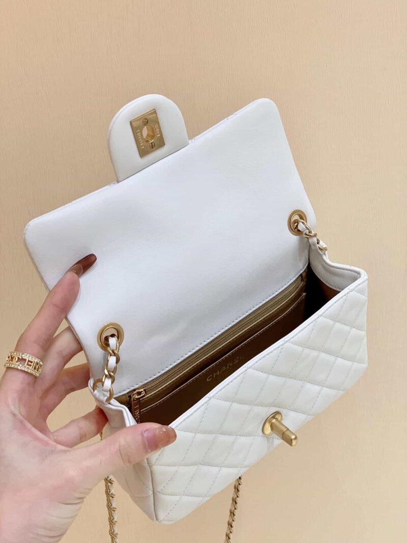 Chanel Flap Bag 新款金属球包金珠CF大Mini AS1787白色 - Image 2