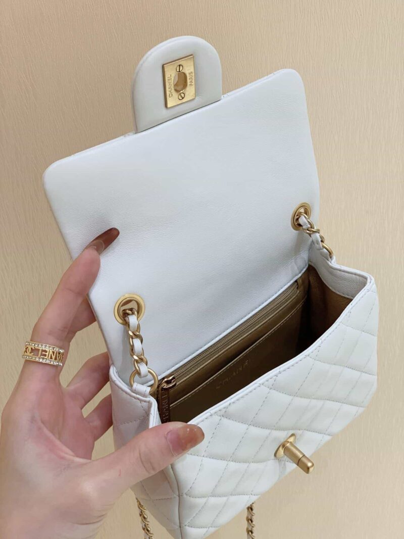 Chanel Flap Bag 新款金属球包金珠CF方胖子 AS1786白色 - Image 2
