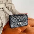 Chanel 纯原厂2.55 reissue系列单肩斜挎包 A37585黑色银扣