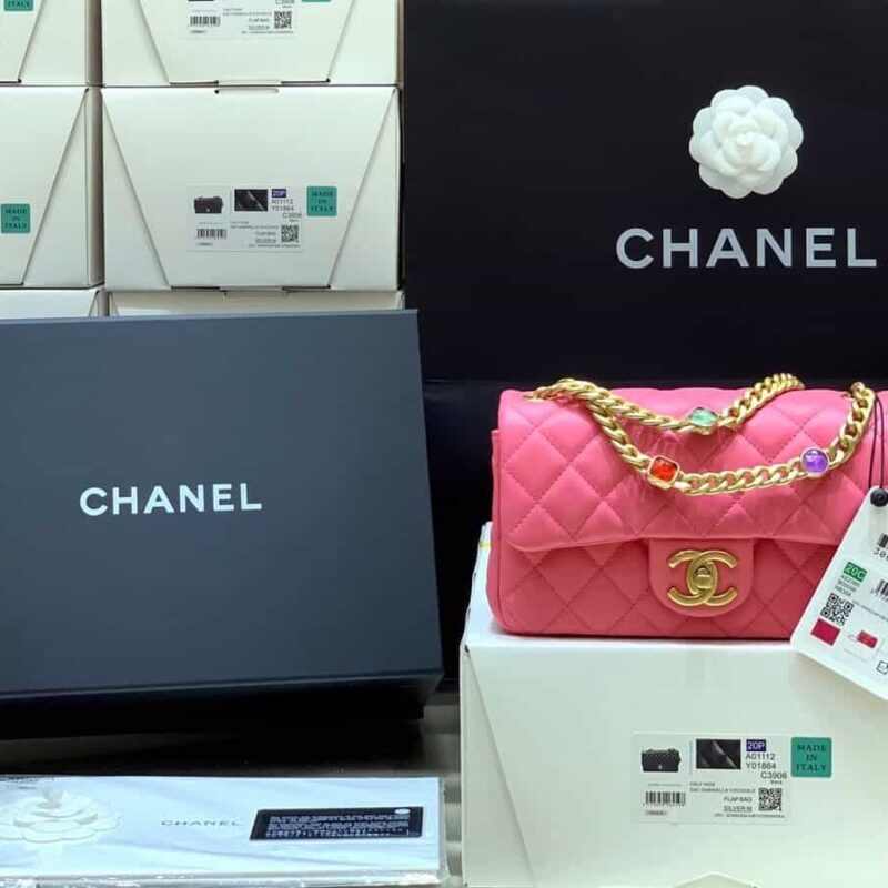Chanel Classic flap bag CF宝石包 AS2380桃粉色