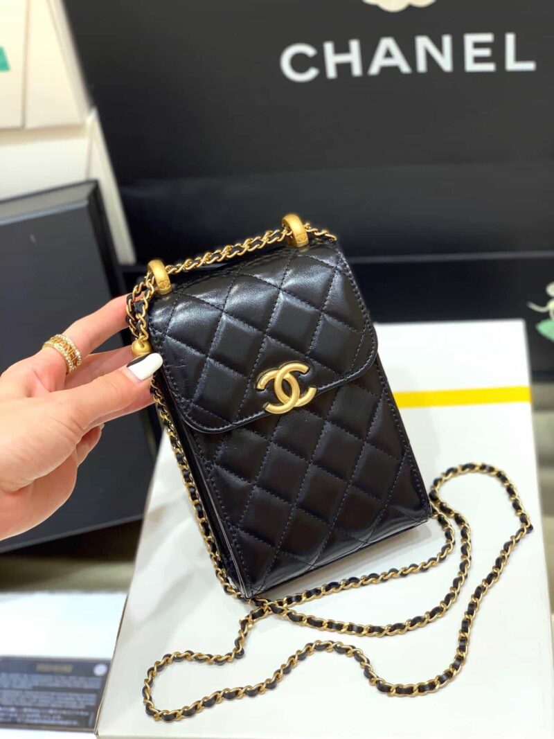 Chanel 2021早秋高级手工坊小金珠系列手机包 AP2291黑色