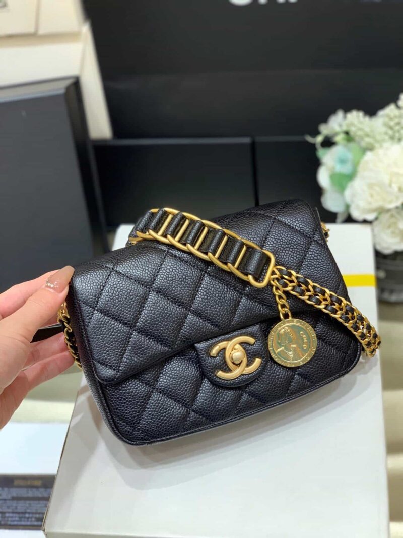 Chanel 2021早秋高级手工坊系列方胖子纪念版金币包 AS2528黑色