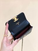 Chanel 2021早秋高级手工坊双金珠系列小方包 AP2290黑色