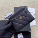 CHANEL进口意大利皮卡包 A84105黑色细球纹金色钢唛