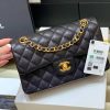 Chanel CF23 Classic flap bag A01113黑色小球纹牛皮金扣