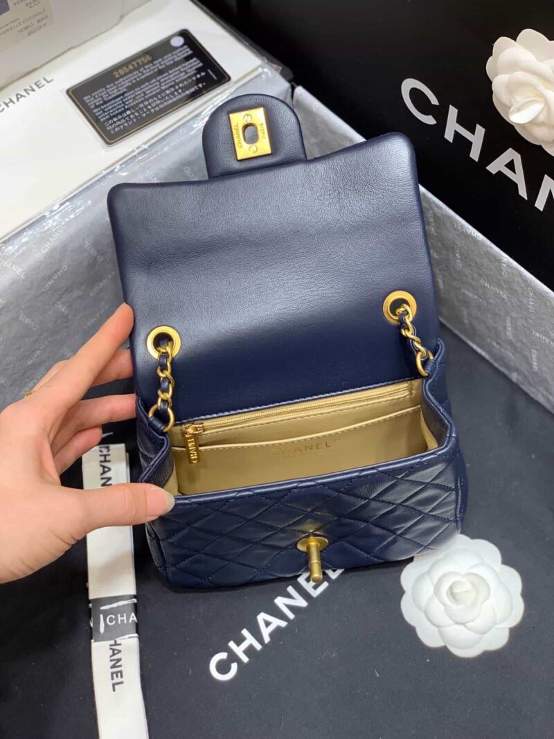 Chanel Flap Bag 新款金属球包金珠CF方胖子 AS1786深蓝 - Image 2