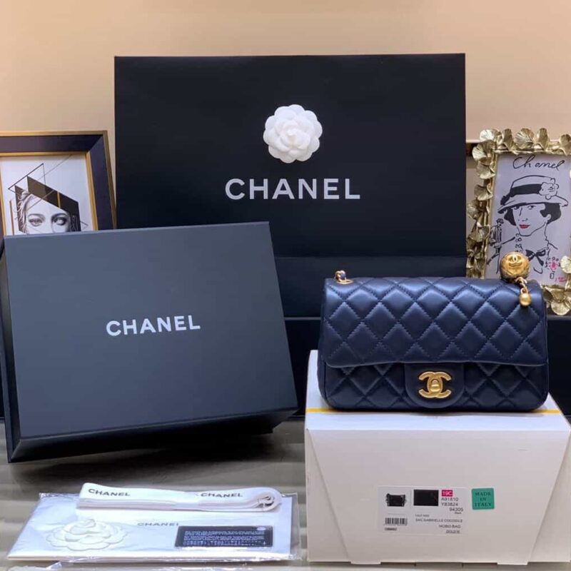Chanel Flap Bag 新款金属球包金珠CF大Mini AS1787深蓝