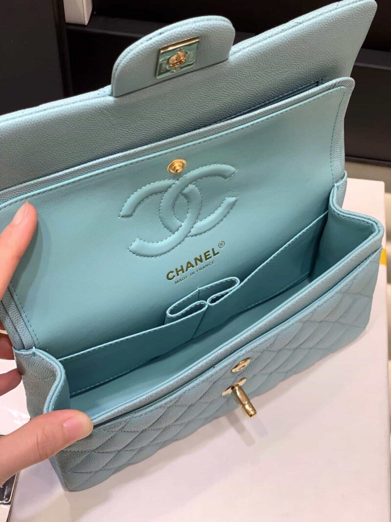Chanel CF23 Classic flap bag A01113tiffany蓝球纹牛皮金扣 - Image 2