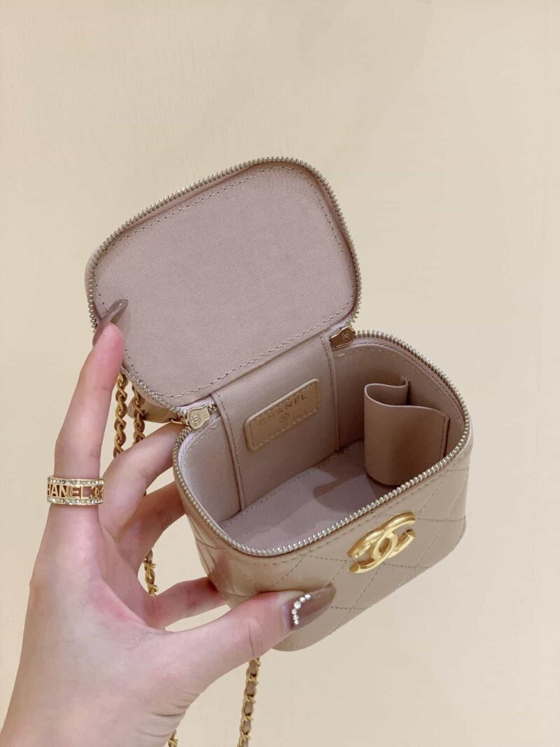 Chanel 高级手工坊双金珠系列盒子斜挎包 AP2292奶茶色 - Image 2