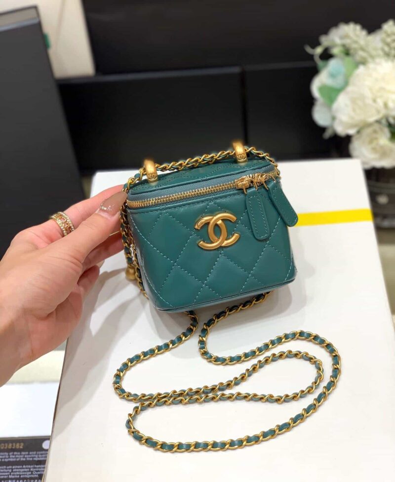 Chanel 高级手工坊双金珠系列盒子斜挎包 AP2292绿色