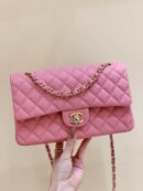 Chanel CF25 Classic flap bag A01112球纹牛皮芭比粉
