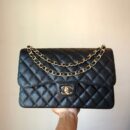 CHANEL Haas原厂胎牛粗鱼子酱Classic flap bag CF30 A58600黑色金扣