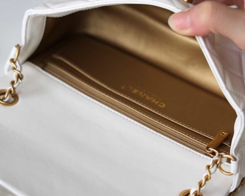 Chanel Flap Bag CF羊皮大Mini金球包 AS1787白色 - Image 2