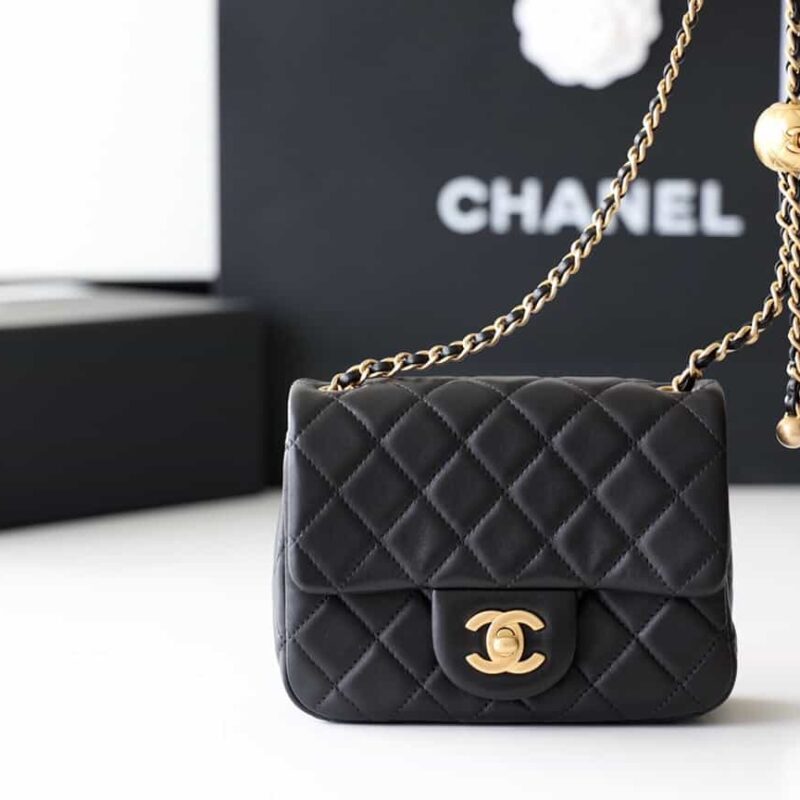 Chanel Flap Bag CF Mini羊皮方胖子金球包 AS1786黑色