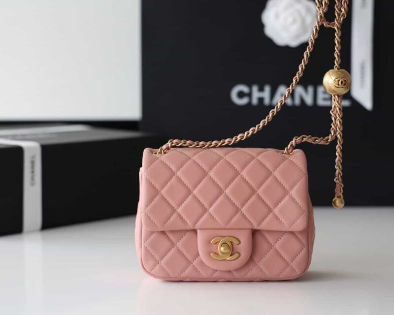 Chanel Flap Bag CF Mini羊皮方胖子金球包 AS1786粉色