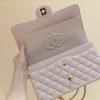 Chanel香奈儿 CF25 Classic flap bag A01112粉色牛皮金扣