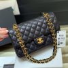Chanel CF25 Classic flap bag A01112黑色小球纹金扣