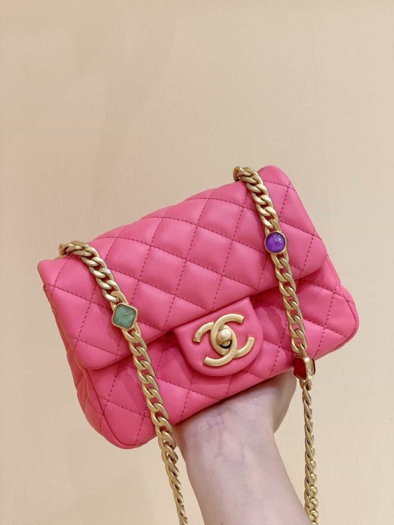 Chanel CF17 Classic flap bag CF宝石包 AS1786桃粉色