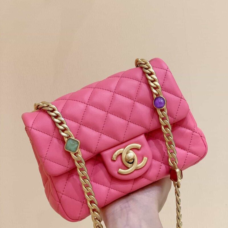 Chanel CF17 Classic flap bag CF宝石包 AS1786桃粉色