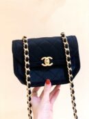 Chanel 21K 丝绒复古马鞍包 黑色