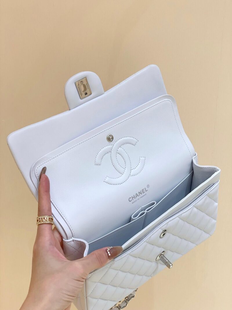 Chanel香奈儿 CF25 Classic flap bag A01112白色羊皮银扣 - Image 2