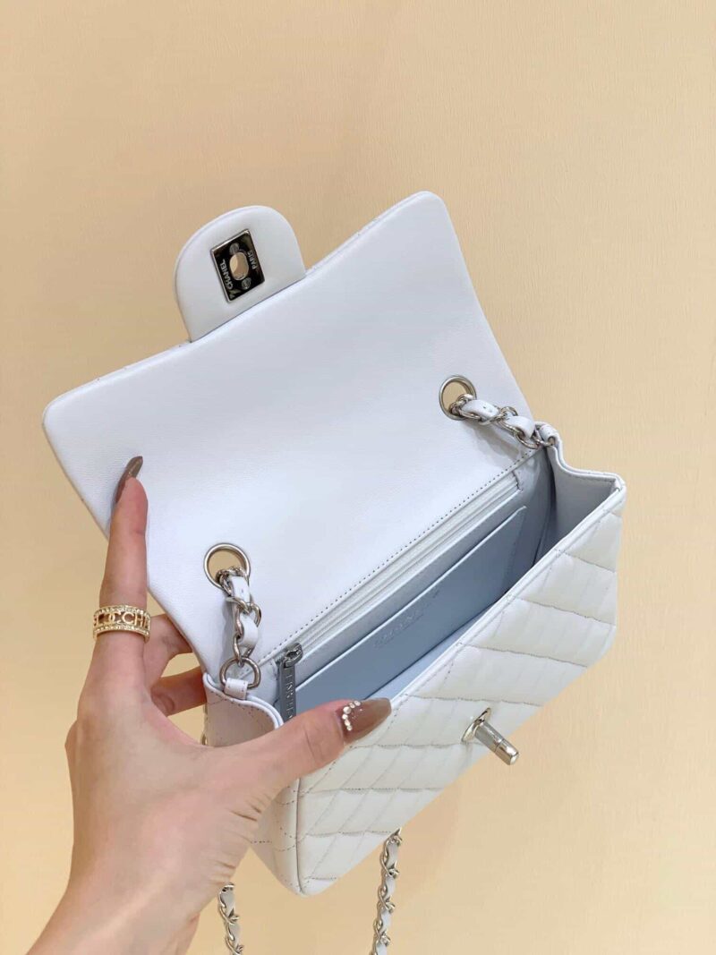 Chanel CF20大mini Classic flap bag A01116羊皮白色 - Image 2