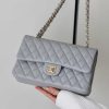 CHANEL CF25 Classic flap bag A01112球纹牛皮冰川灰