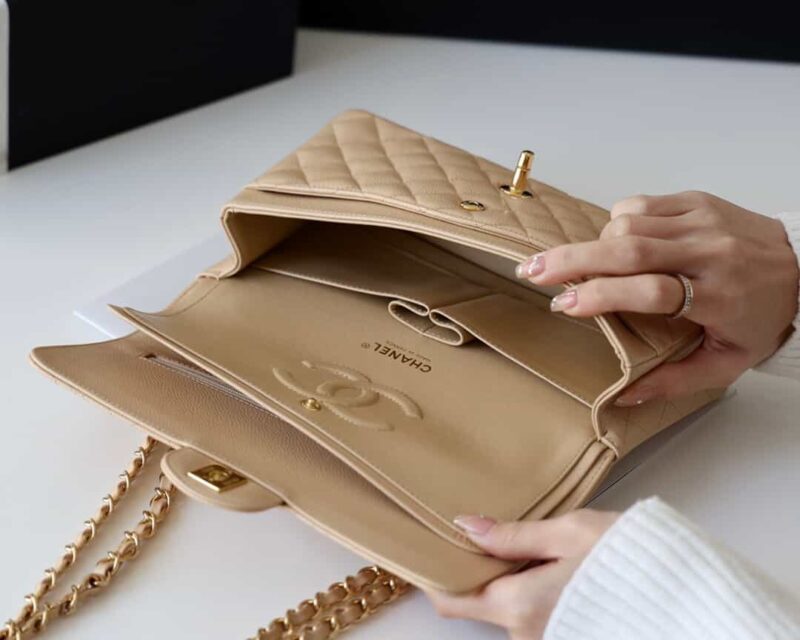 CHANEL CF25 Classic flap bag A01112球纹牛皮杏色 - Image 2