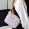 CHANEL 幻彩颗粒压花牛皮横款相机包 AS2856粉色