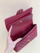 Chanel CF25 Classic flap bag A01112球纹牛皮中国红