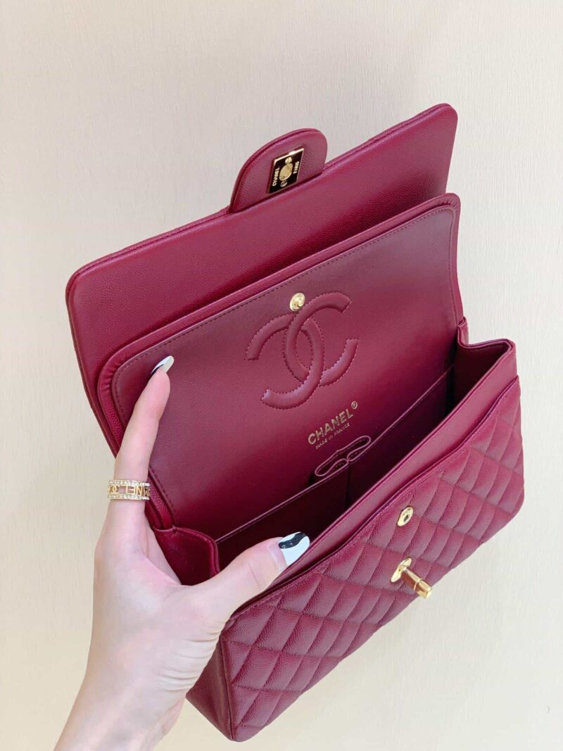 Chanel CF25 Classic flap bag A01112球纹牛皮中国红 - Image 2