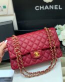 Chanel CF25 Classic flap bag A01112球纹牛皮中国红