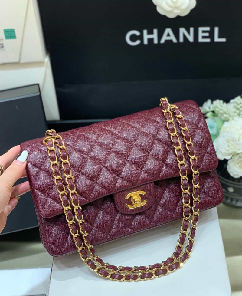 Chanel CF25 Classic flap bag A01112球纹牛皮葡萄紫