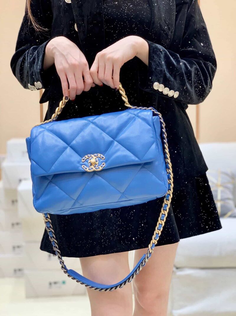 Chanel香奈儿 19 Flap Bag AS1161中号30CM蓝色 - Image 5