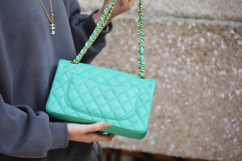 Chanel CF23 Classic flap bag A01113绿色 - Image 5