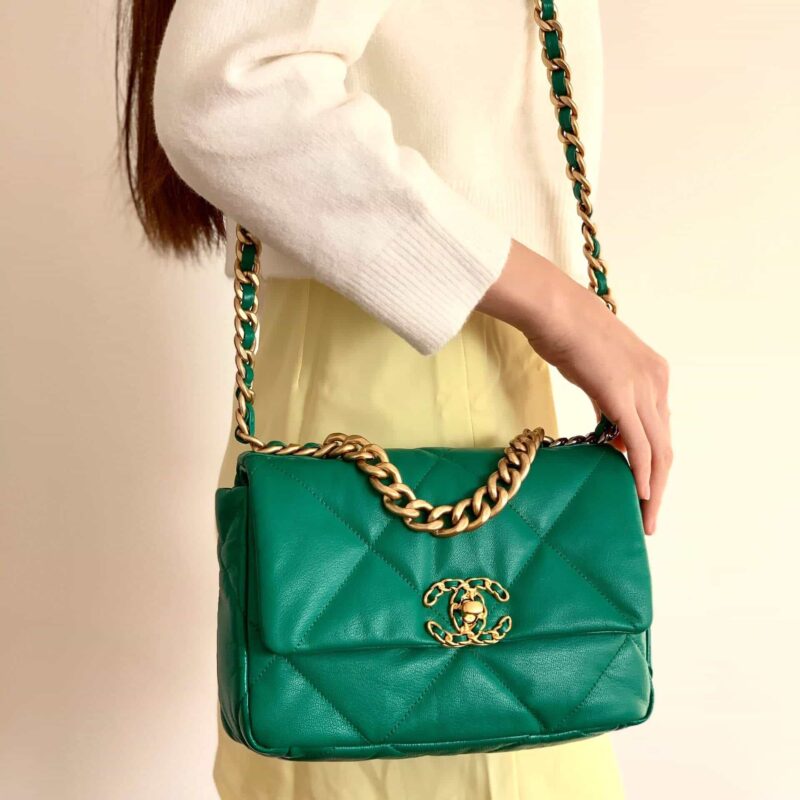 Chanel香奈儿 19 Flap Bag AS1160小号26CM绿色 - Image 4