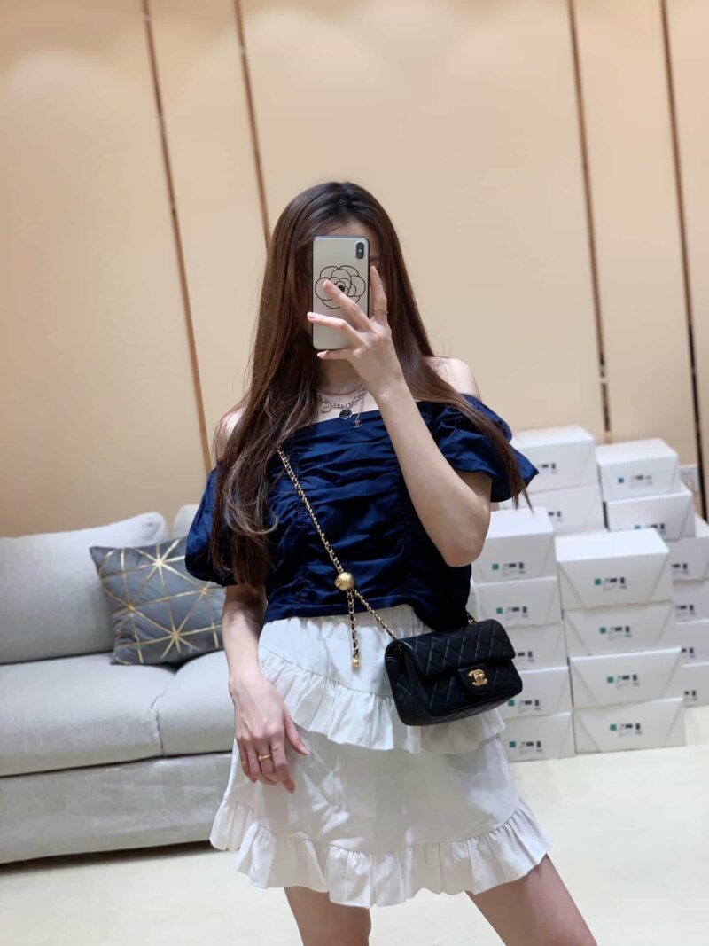 Chanel香奈儿 Flap Bag 新款金属球包金珠CF大Mini AS1787 - Image 2