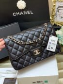 Chanel CF30CM牛皮Classic flap bag A58600黑色银扣