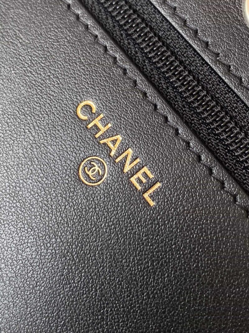 CHANEL 2021SS新款珍珠链条woc发财包 黑色香槟金扣 - Image 2