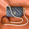 CHANEL 2021SS小珍珠链条Woc 黑色砂金扣