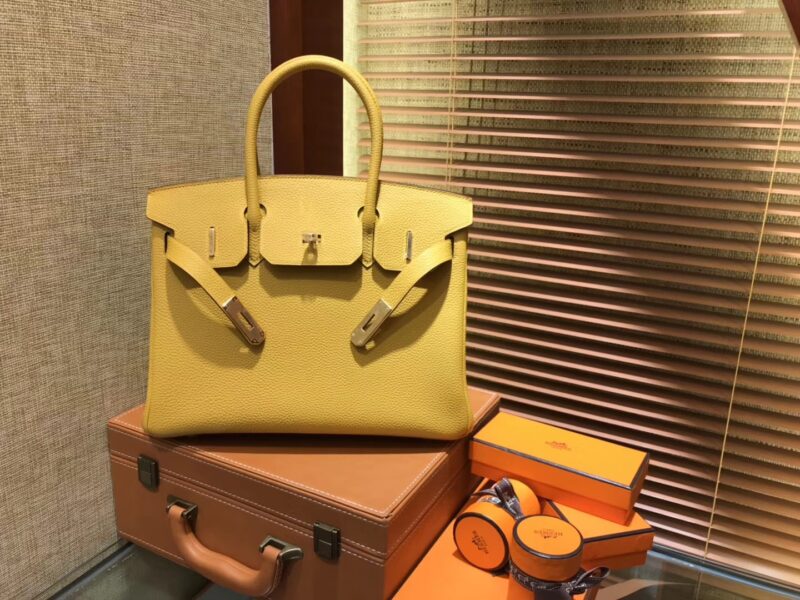 爱马仕 Birkin 30cm ( 铂金包) Togo小牛皮 9D 琥珀黄 原版蜜蜡线 全手工缝制