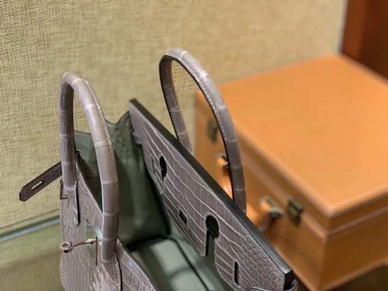 爱马仕 Birkin 30cm 巴黎灰 组合 一级湾鳄 鳄鱼皮 臻品级别 - Image 4