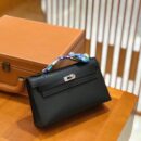 爱马仕 Mini kelly 22cm 经典黑 Swift 牛皮 银扣 原版蜜蜡线 顶级手缝