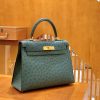a078baf653070b5.jpg 爱马仕 Kelly 28cm 孔雀绿 金扣 南非进口 鸵鸟皮 全手工缝制